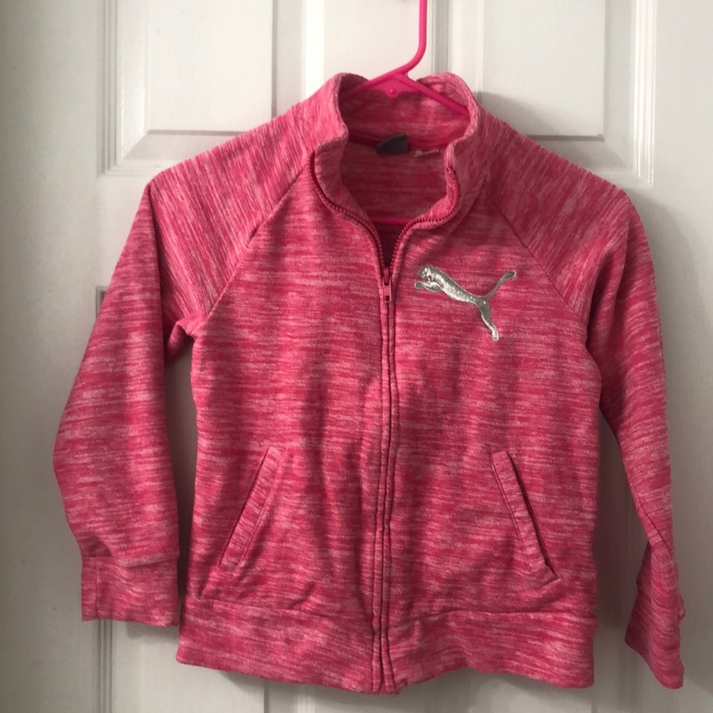 Pink puma fleece zip up sweater